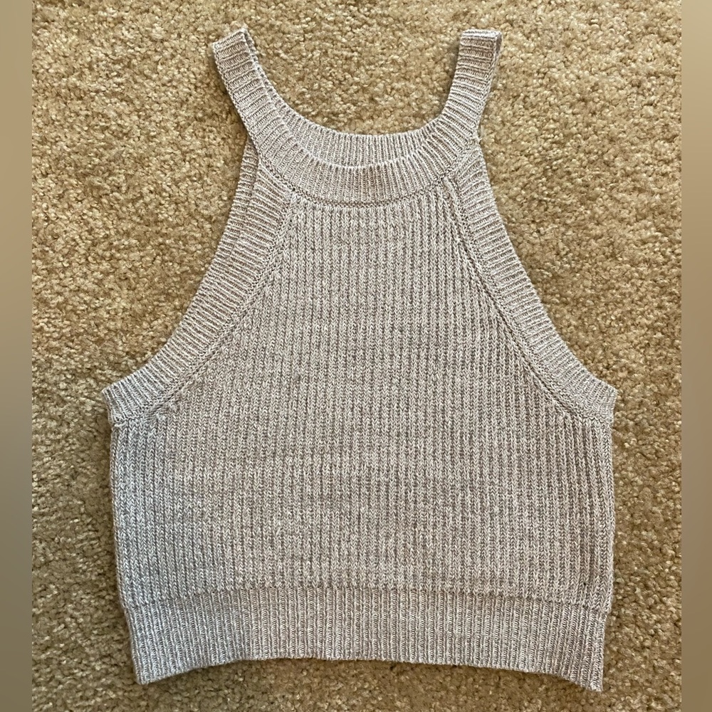 Knit tank top with high neck